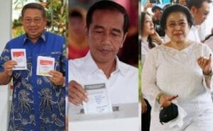 Presiden Jokowi, SBY dan Megawati saat melakukan pencoblosan pada pemilu 2019 lalu, foto : Internet